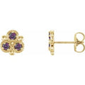 14K Yellow Gold Lab-Grown Alexandrite Three-Stone Earrings