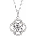 14K White Gold 1/8 CTW Natural Diamond Five-Fold Celtic-Inspired 16-18" Necklace