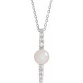 14K White Gold Cultured White Freshwater Pearl & 1/6 CTW Natural Diamond 16-18" Necklace
