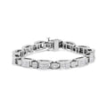 14K White Gold 5.0 Cttw Princess Cut Diamond Invisible Set Alternating Size D Shaped Links Tennis Bracelet (H-I Color, SI2-I1