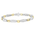 14K Yellow and White Gold 2.0 Cttw Princess Cut Diamond Tapered and Equal Sign Link Bracelet (G-H Color, SI1-SI2 Clarity)
