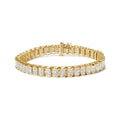 14K Gold 5.00 Cttw Square Princess Cut White Diamond Rectangular Invisible Set Link Tennis Bracelet (H-I Color, SI2-I1