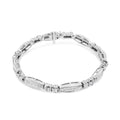 14K White Gold 2.0 Cttw Channel-Set Alternating Baguette and Princess-Cut Diamond Link Bracelet (H-I Color, SI2-I1 Clarity)