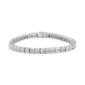 14K White Gold 4 3/8 Cttw Alternating Invisible Set Princess and Baguette Diamond Tennis Bracelet (G-H Color, VS1-VS2
