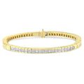 14K Yellow Gold 1-1/10 Cttw Princess & Baguette Cut Diamond 7" Alternating Stone Eternity Tennis Bracelet (G-H Color, VS1-VS2