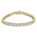 10K Yellow Gold 4.0 Cttw Alternating Baguette & Round Cut Diamond Bezel- & Prong-Set 7" Tennis Bracelet (G-H Color, SI1-SI2