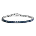 Black Rhodium Plated .925 Sterling Silver 1.0 Cttw Diamond Miracle Tennis Bracelet (Enhanced Blue Color, I3 Clarity) - 7"