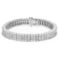14K White Gold 7 7/8 Cttw Princess and Baguette Diamond Eternity Line Tennis Bracelet (G-H Color, SI1-SI2 Clarity) - 7"