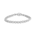 .925 Sterling Silver 1.0 Cttw Diamond Miracle-Plate Open Quatrefoil Flower Circle-Link 7" Tennis Bracelet (I-J color, I3