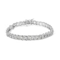 .925 Sterling Silver 2.0 Cttw Diamond Fan-Shaped Fancy Chevron Link Tennis Bracelet