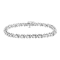 .925 Sterling Silver 1 cttw Brilliant Round-Cut Diamond "X" Link Bracelet - Size 7"