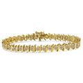 10K Yellow Gold Plated .925 Sterling Silver 7.0 cttw 2-Prong Set Round Brilliant Cut Diamond "S" Link Bracelet (J-K color