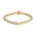 .925 Sterling Silver 1/10 Cttw Diamond Open Circle Beaded Wheel Link Tennis Bracelet (I-J Color, I3 Clarity) - 7.25"