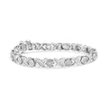 .925 Sterling Silver 1.0 Cttw Round-Brilliant and Baguette Cut Diamond Miracle-Set X-Link 7" Tennis Bracelet (I-J Color