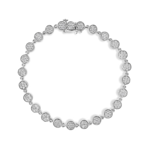 Pulsera de eslabones de plata de ley .925 con diamantes redondos de 2.0 Cttw (color G-H, claridad I1-I2) - 7.25"