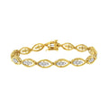 10K Yellow Gold Plated .925 Sterling Silver 1 cttw Prong Set Round-Cut Diamond Link Bracelet (J-K Color, I1-I2 Clarity)