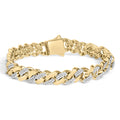 .925 Sterling Silver 1/2 Cttw Diamond Cuban Curb Chain Bracelet (I-J Color, I3 Clarity)- 8.5" Inches