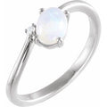 Sterling Silver Natural Ethiopian Opal & .01 CT Natural Diamond Bypass Ring