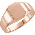 14K Rose Gold 9x7 mm Octagon Signet Ring