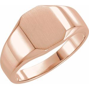 14K Rose Gold 9x7 mm Octagon Signet Ring