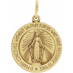 14K Yellow Gold 18 mm Miraculous Medal