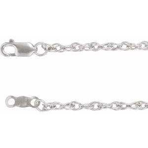 10K White Gold 2 mm Rope 20" Chain