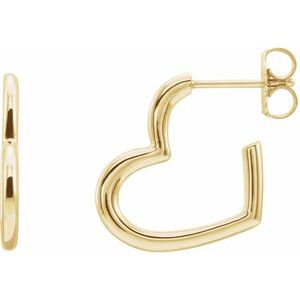 14K Yellow Gold Heart 15.9 mm Hoop Earrings