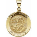 14K Yellow Gold 22x22 mm Round Hollow St. Michael Medal