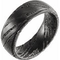 Black Damascus Steel 8 mm Stepped-Edge Comfort-Fit Flat Band Size 13