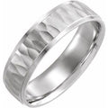 14K White Gold 6 mm Stepped-Edge Comfort-Fit Flat Band Size 9.5