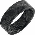 Damascus Steel 8 mm Flat Black  Patterned Band Size 13