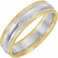 14K Yellow/White/Yellow Gold 6 mm Grooved Comfort-Fit Half Round Band Size 11
