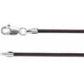 14K White Gold 1.5 mm Black Leather 16" Cord