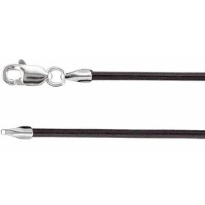 14K White Gold 1.5 mm Black Leather 16" Cord