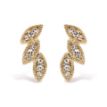 10K Yellow Gold 1/10 Cttw Diamond Triple Leaf Stud Earring (H-I Color, I1-I2 Clarity)