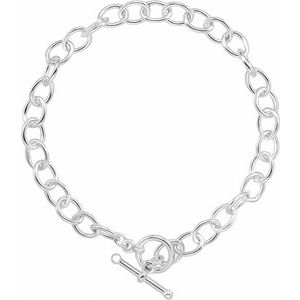 Sterling Silver 5.9 mm  Charm Cable  6 1/2" Bracelet