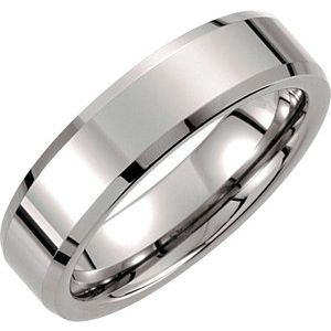Tungsten 6 mm Beveled-Edge Band Size 12