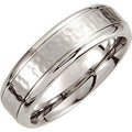 Cobalt 8 mm Stepped-Edge Grooved Comfort-Fit Band with Hammer Finish Size 13