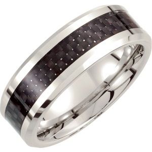 Cobalt 8 mm Beveled-Edge Carbon Fiber Inlay Comfort-Fit Band Size 13