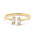 14K Yellow Gold Plated Sterling Silver 1/5 Cttw Baguette Diamond Open Band Ring
