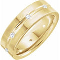 14K Yellow Gold 1/6 CTW Natural Diamond Grooved Band Size 10.5