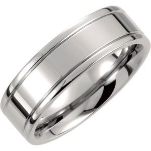 Titanium 7 mm Grooved Inlay Comfort-Fit Band Size 11.5