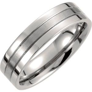 Titanium 6 mm Grooved Comfort-Fit Flat Band Size 12