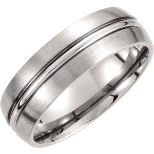 Titanium 8 mm Grooved Comfort-Fit Half Round Band Size 12.5