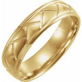 14K Yellow Gold 6 mm Tread Pattern Comfort-Fit Half Round Band Size 9