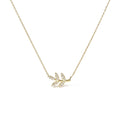 10K Yellow Gold 1/10 Cttw Diamond Leaf and Branch 18" Pendant Necklace (H-I Color, I1-I2 Clarity)