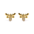 10K Yellow Gold Diamond Accented Bumble Bee Stud Earring (H-I Color, I1-I2 Clarity)