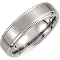 Tungsten 6 mm Stepped-Edge Inlay Comfort-Fit Band  Size 9.5
