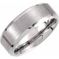 Tungsten 8 mm Beveled-Edge Band with Satin Center Size 12.5