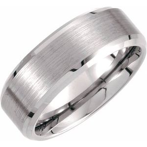 Tungsten 8 mm Beveled-Edge Band with Satin Center Size 12.5